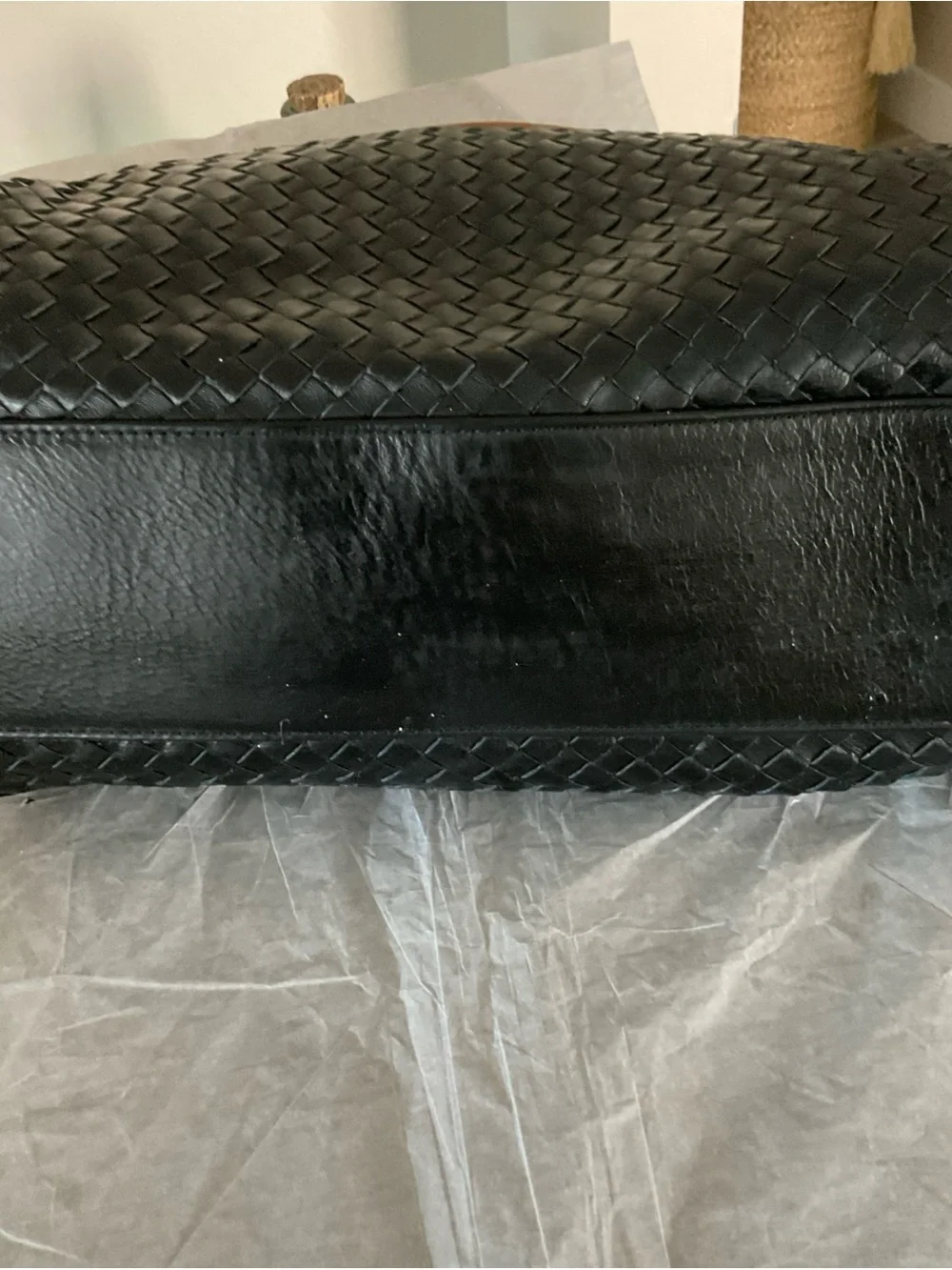 Giorgio Milani Italian Black Woven Leather Purse Bag   Beautiful Leather